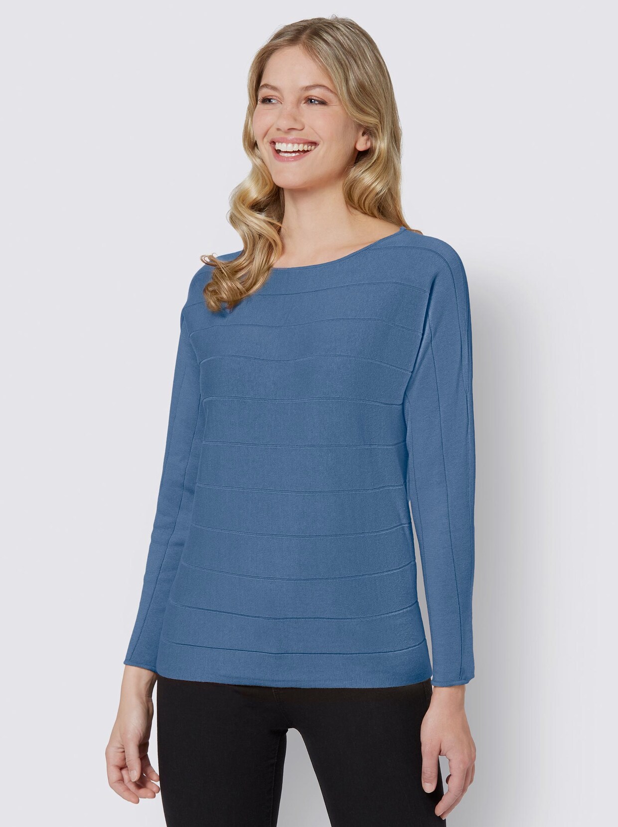 Strickpullover - mittelblau
