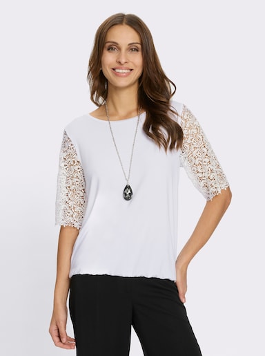 Spitzenshirt mit 95% Viskose - weiß