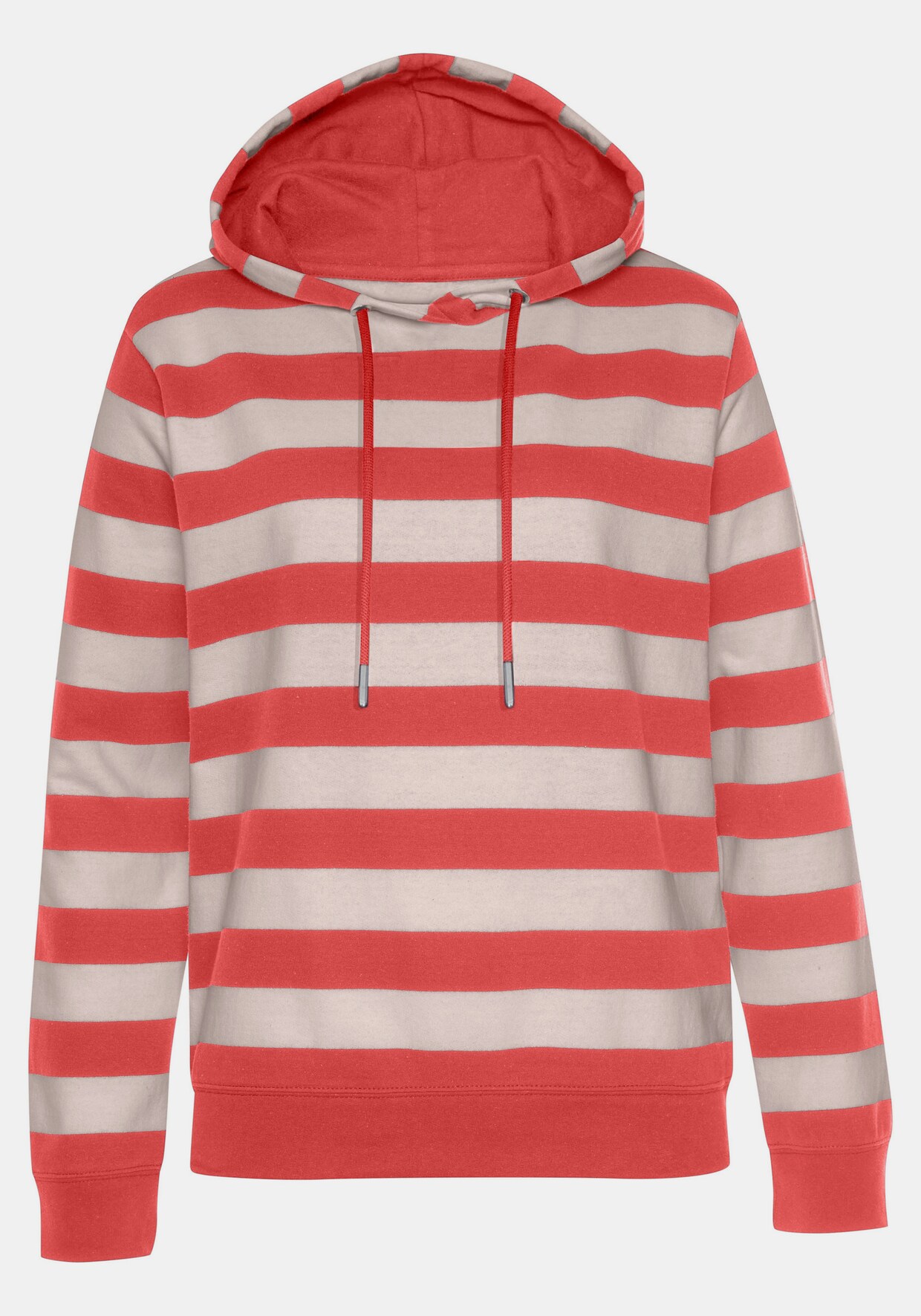 H.I.S Sweatshirt met capuchon - rood/nougat gestreept