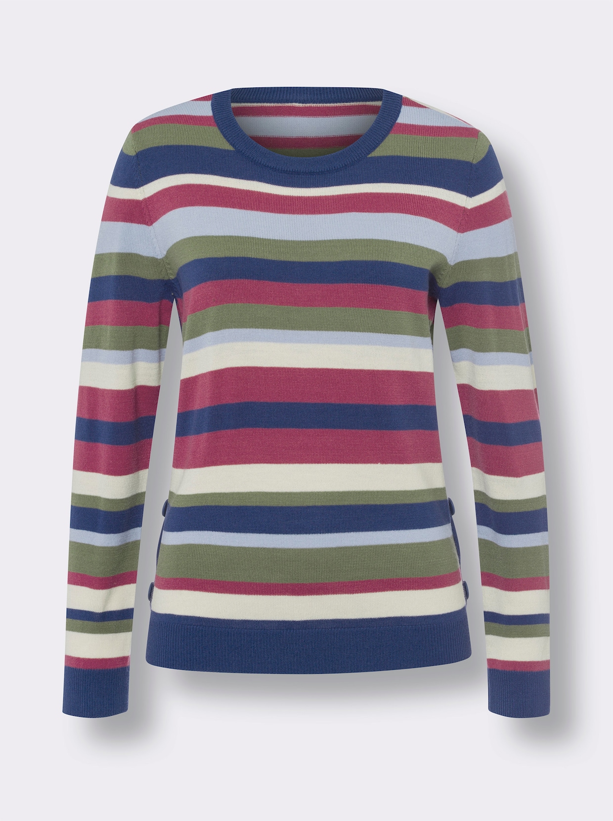 Pullover met lange mouwen - jeansblauw/heide gestreept