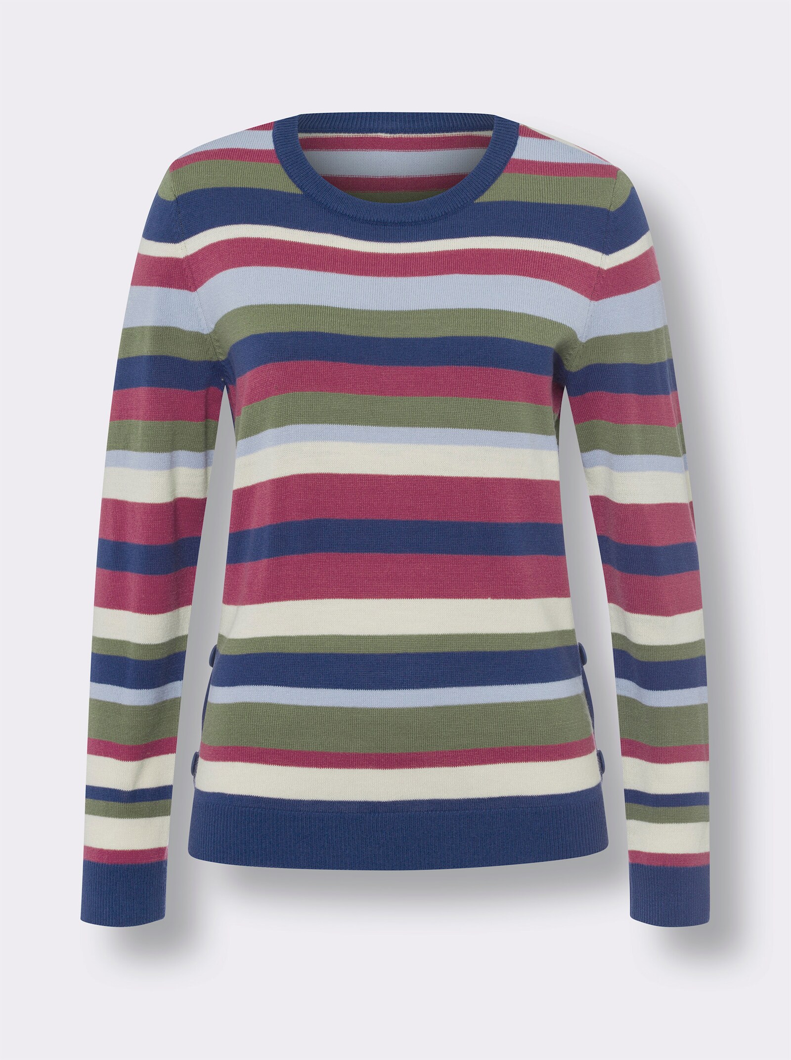 Långärmad tröja med randmönster - jeansblå-ljung-randig