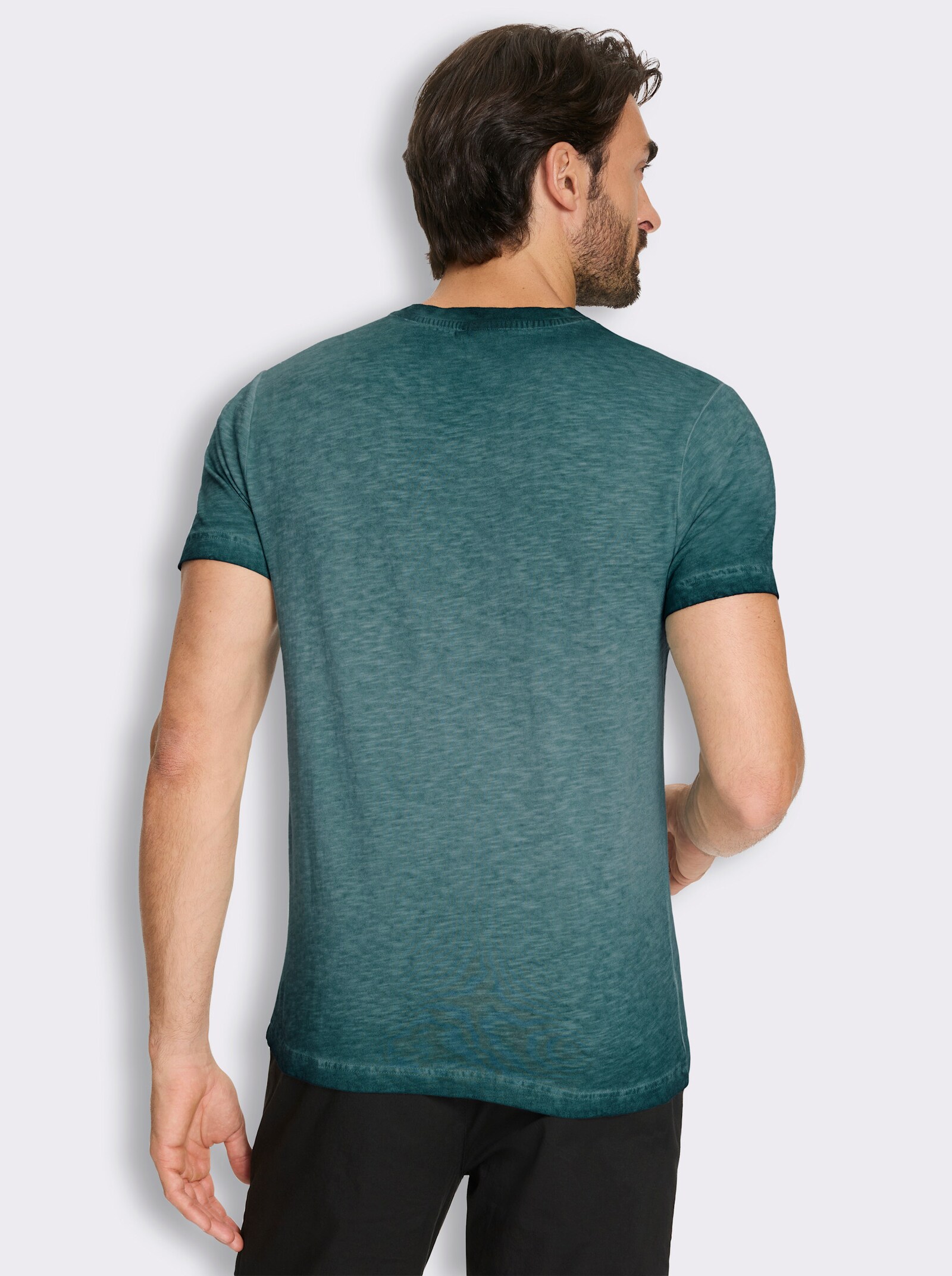 Kurzarmshirt aus reiner Baumwolle - petrol