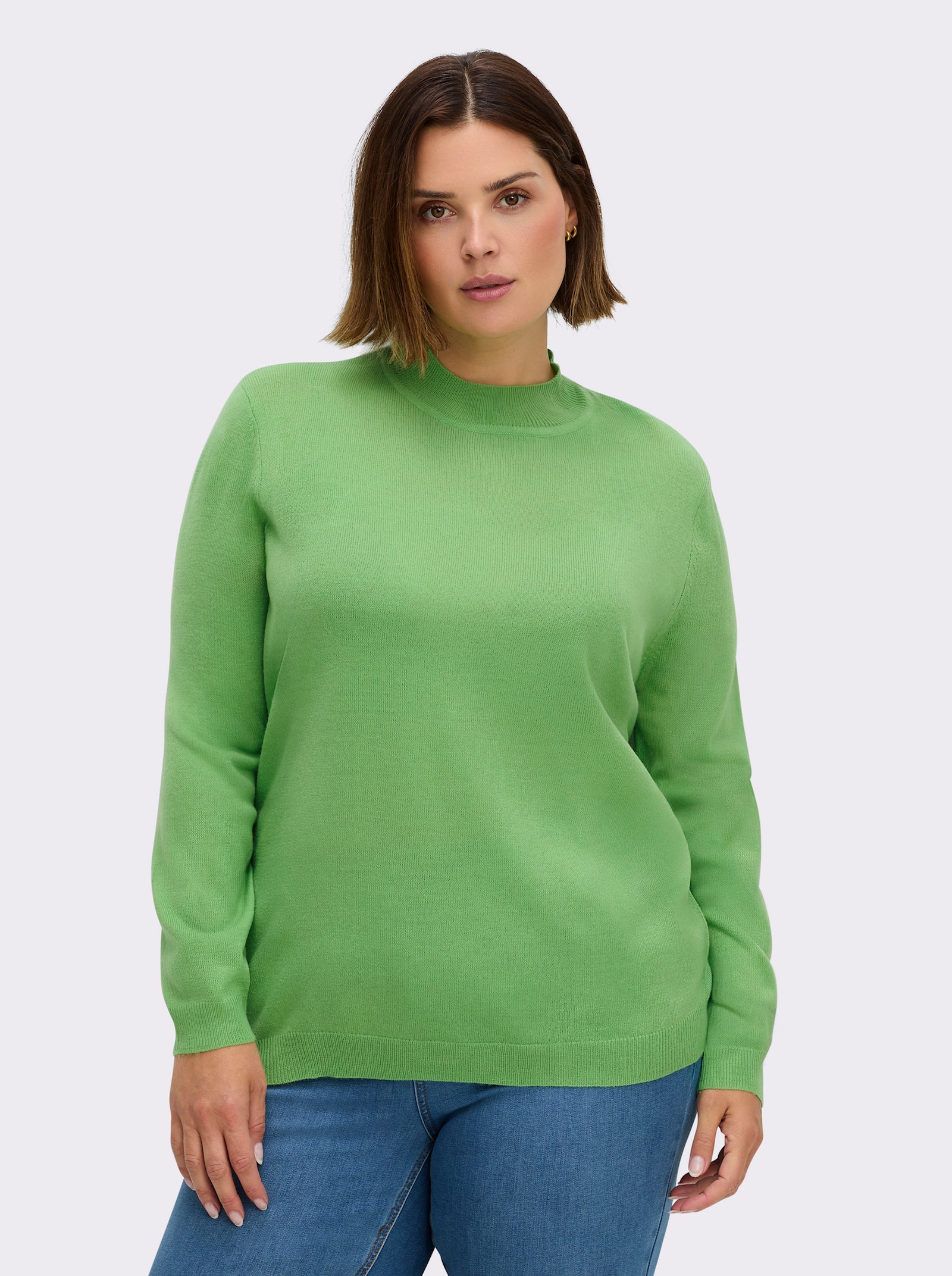 Stehkragenpullover weich wie Kaschmir - apfel