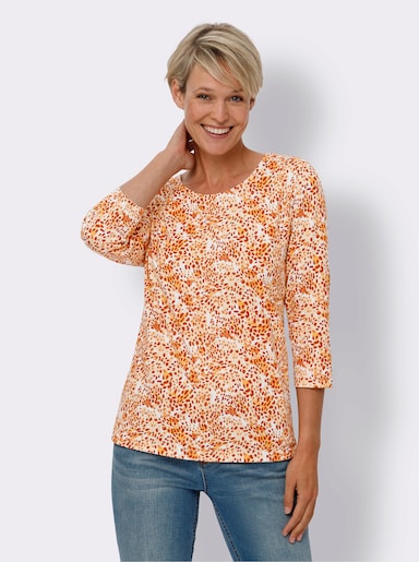 3/4-Arm-Shirt - ecru-papaya-bedruckt