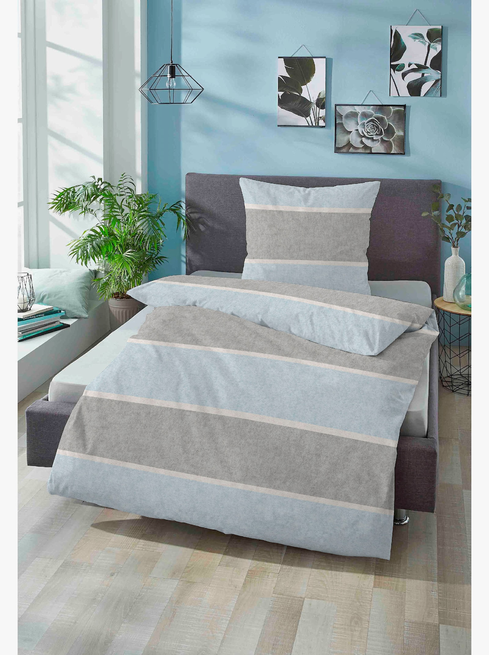 Biberna Bettwäsche - bleu-grau