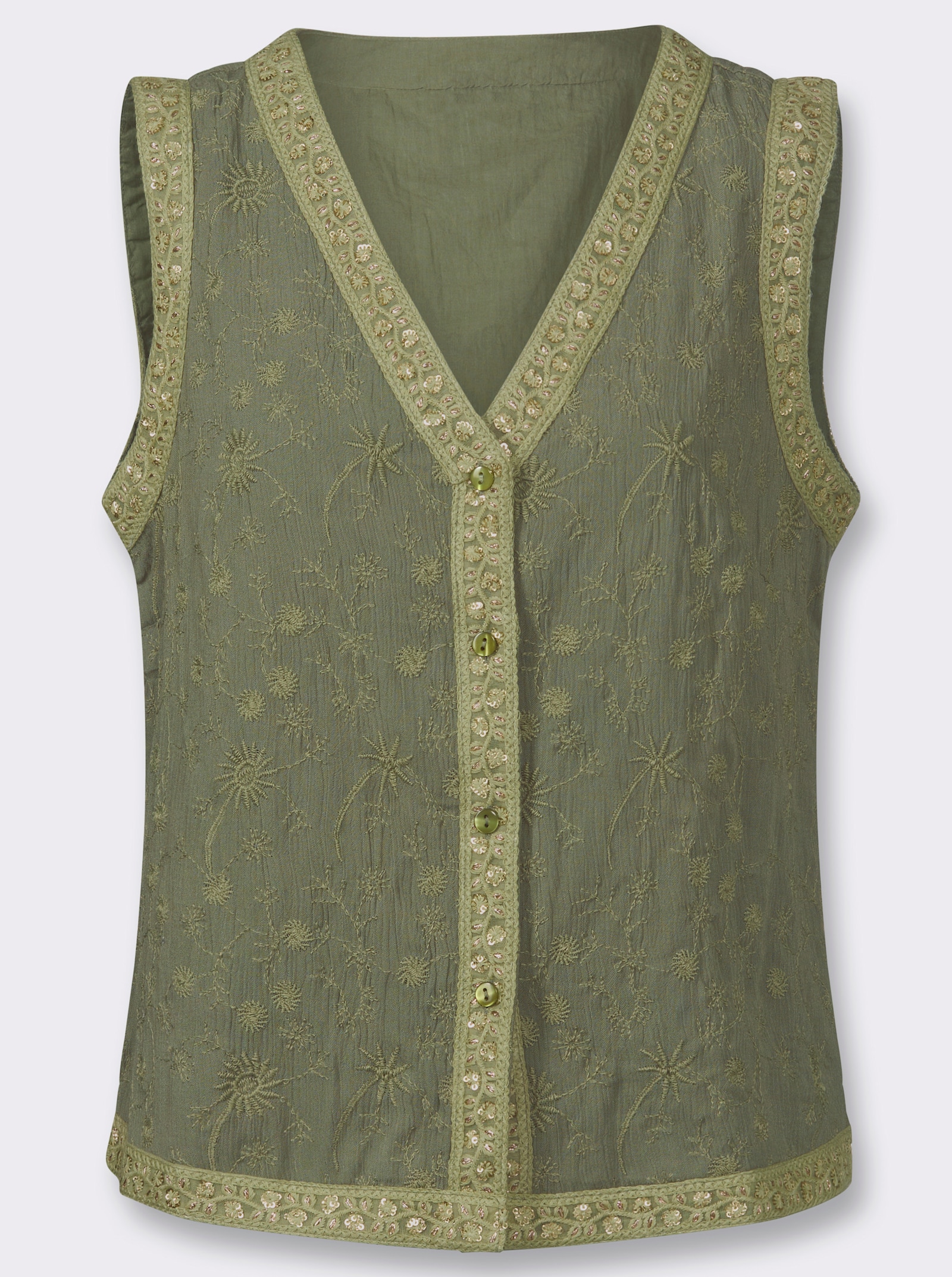 Blusenweste - khaki-schilf-gemustert