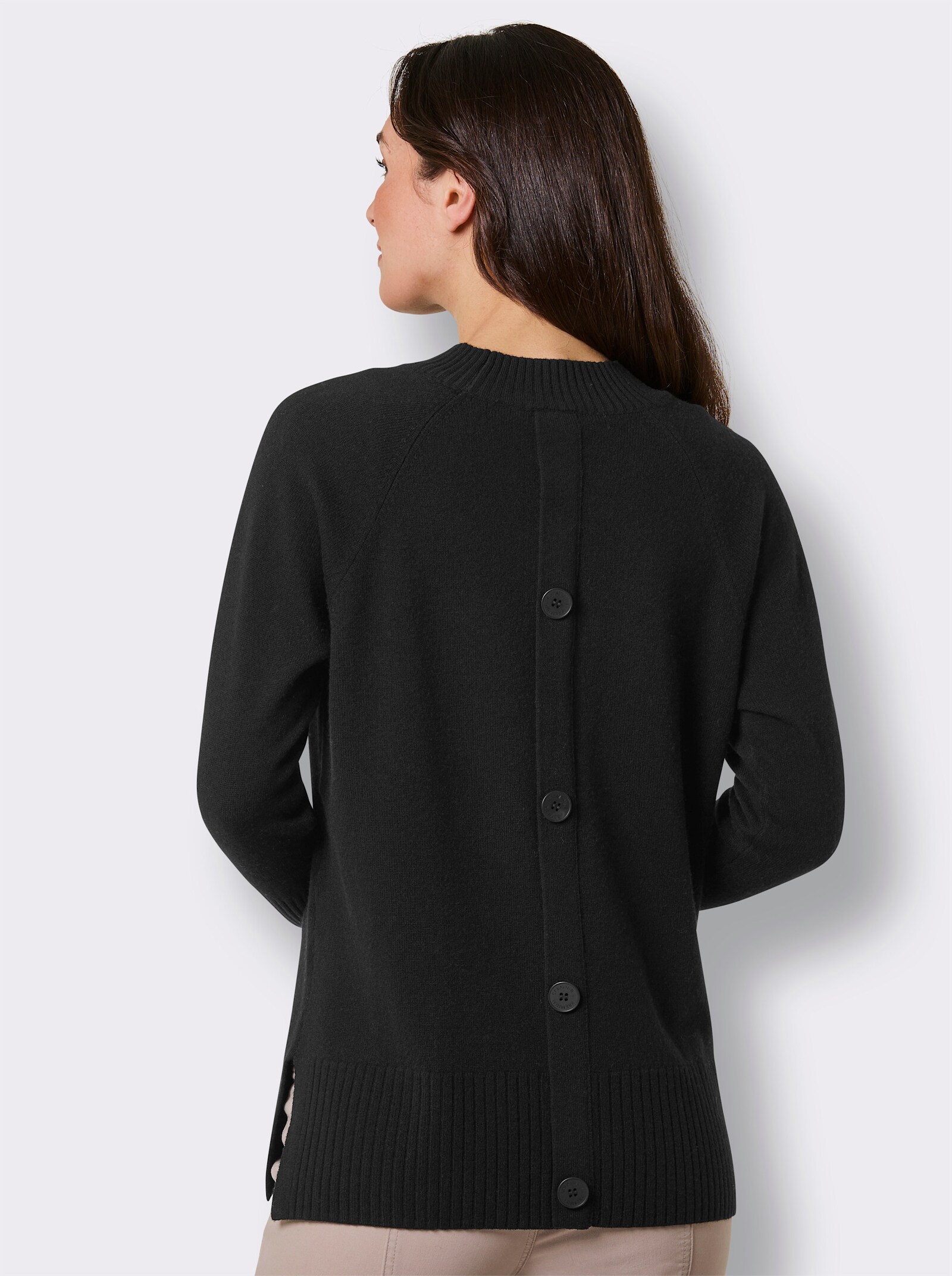 CREATION L PREMIUM Stehkragenpullover - schwarz