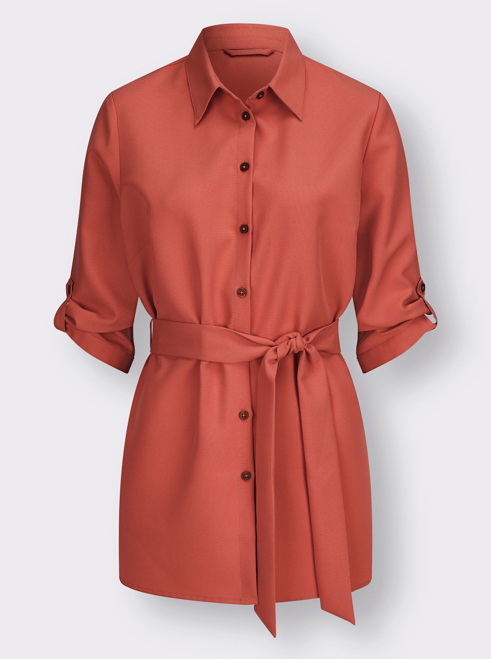 Longbluse mit Bindegürtel - terra