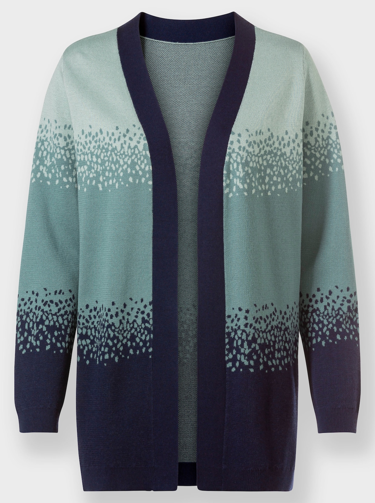 Vest van jacquard - marine/jade gedessineerd