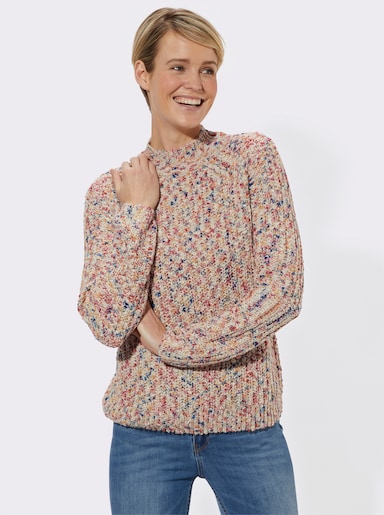 Stehkragenpullover aus Multicolorgarn - sand-meliert