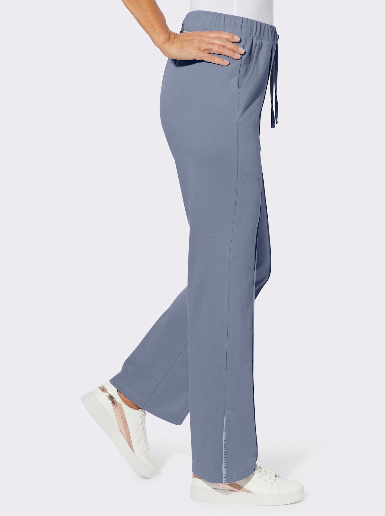 Jerseyhose mit abgesteppten BIesen - taubenblau