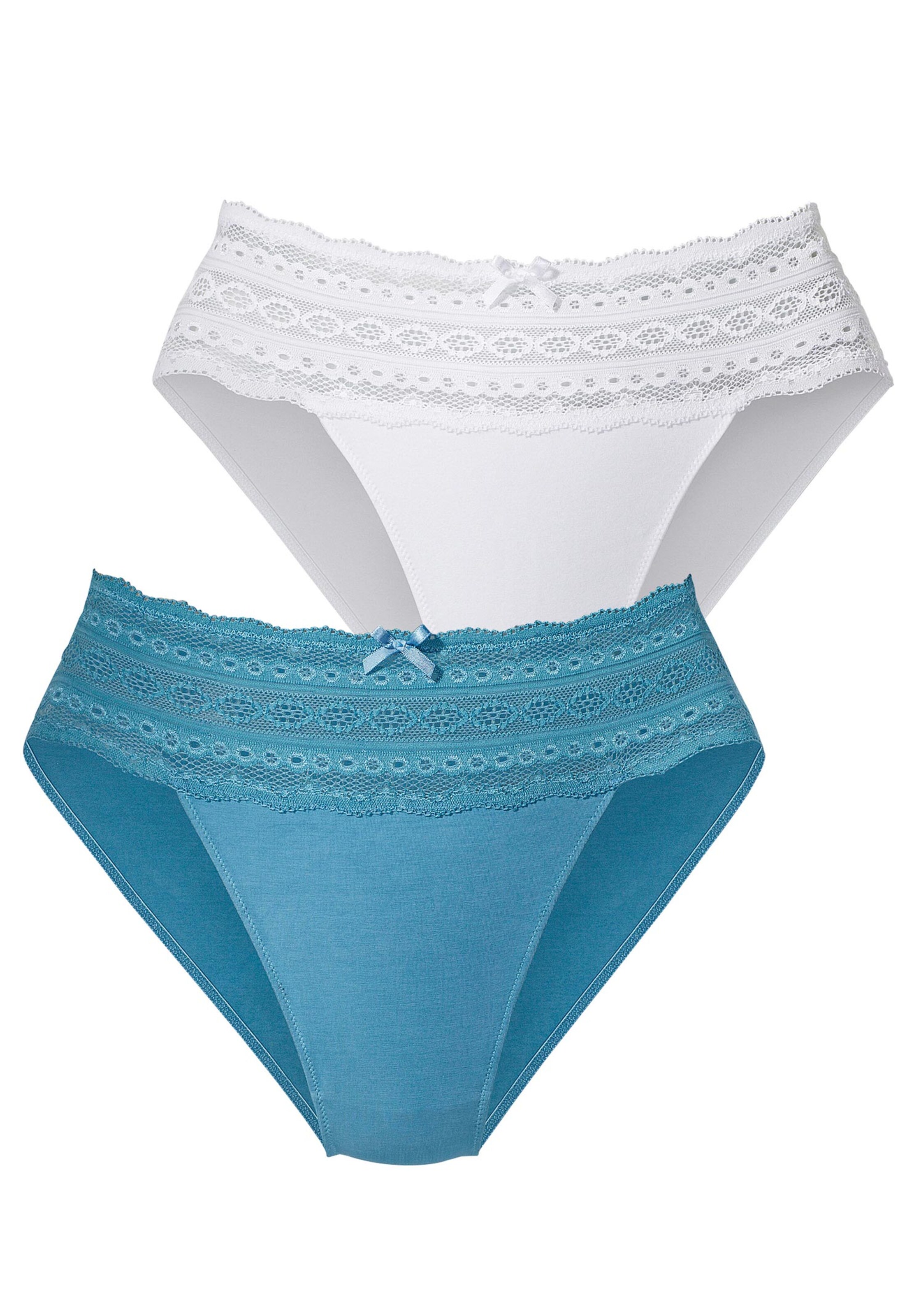 Wäsche Slips petite fleur High-Waist-Slip in 1x blau + 1x weiß Wäsche Slips petite fleur High-Waist-Slip in 1x blau + 1x weiß