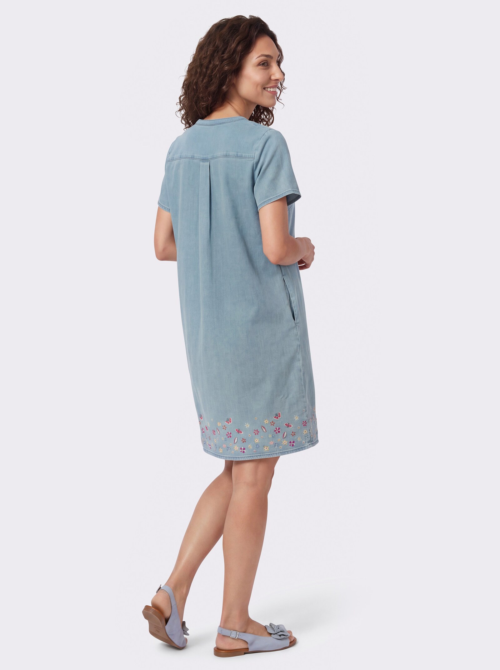 Jeanskleid mit Nahttaschen - blue-bleached