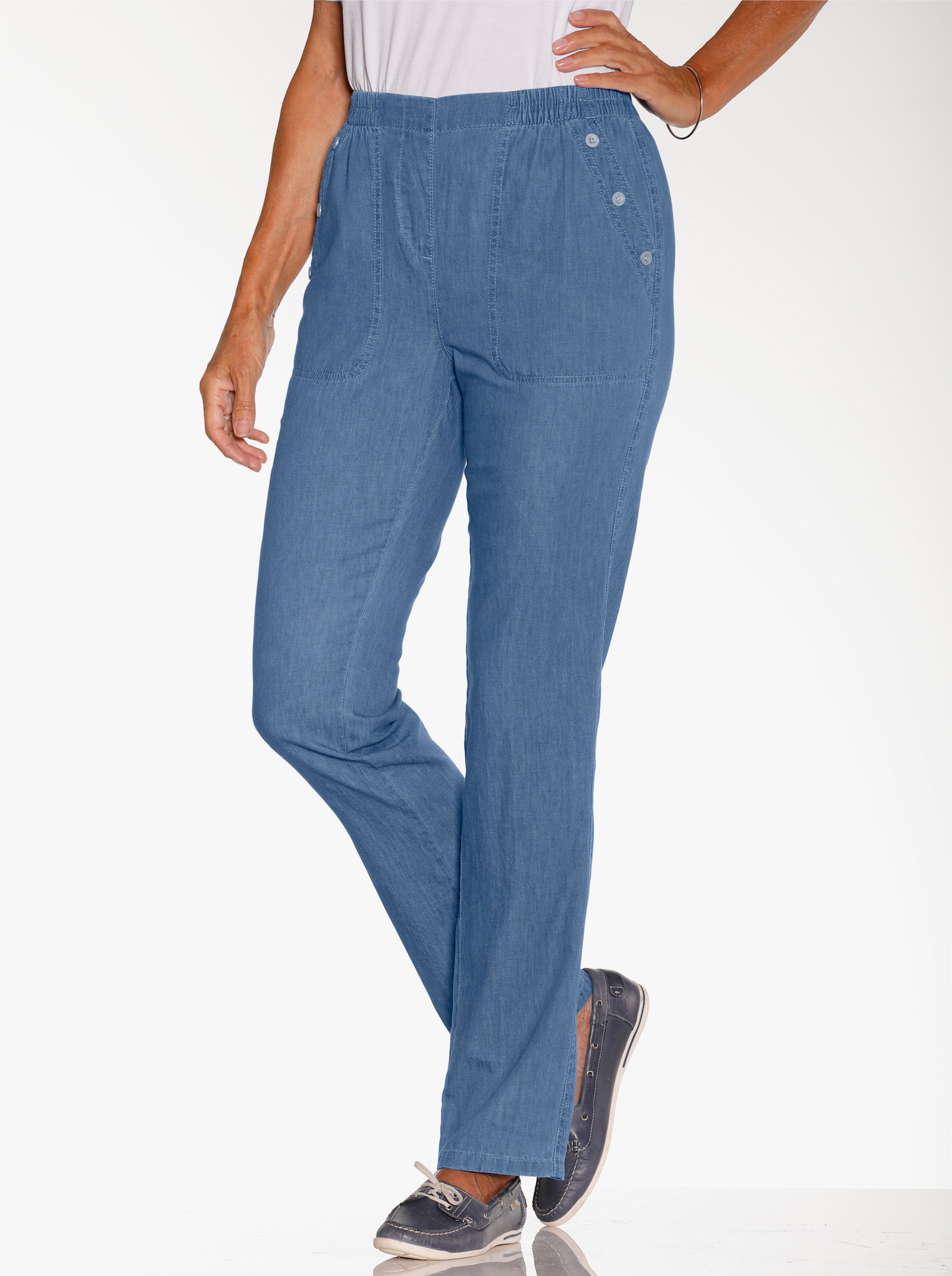 Comfortjeans van puur katoen - blue-bleached