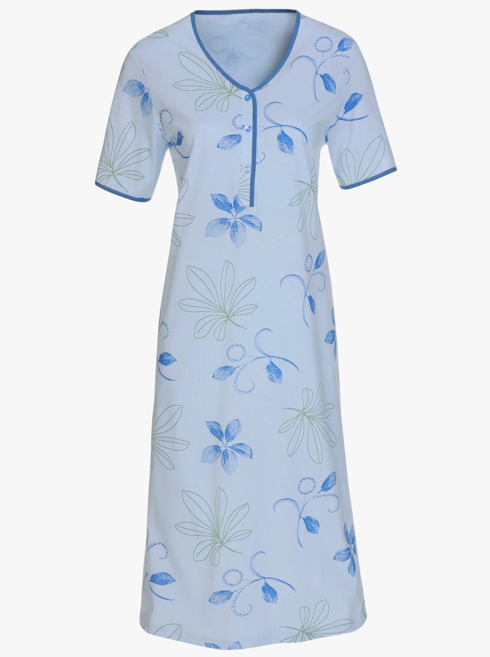 Ascafa Noční košile s krátkým rukávem v balení po 2 ks, single žerzej - modrá + modrá-potisk