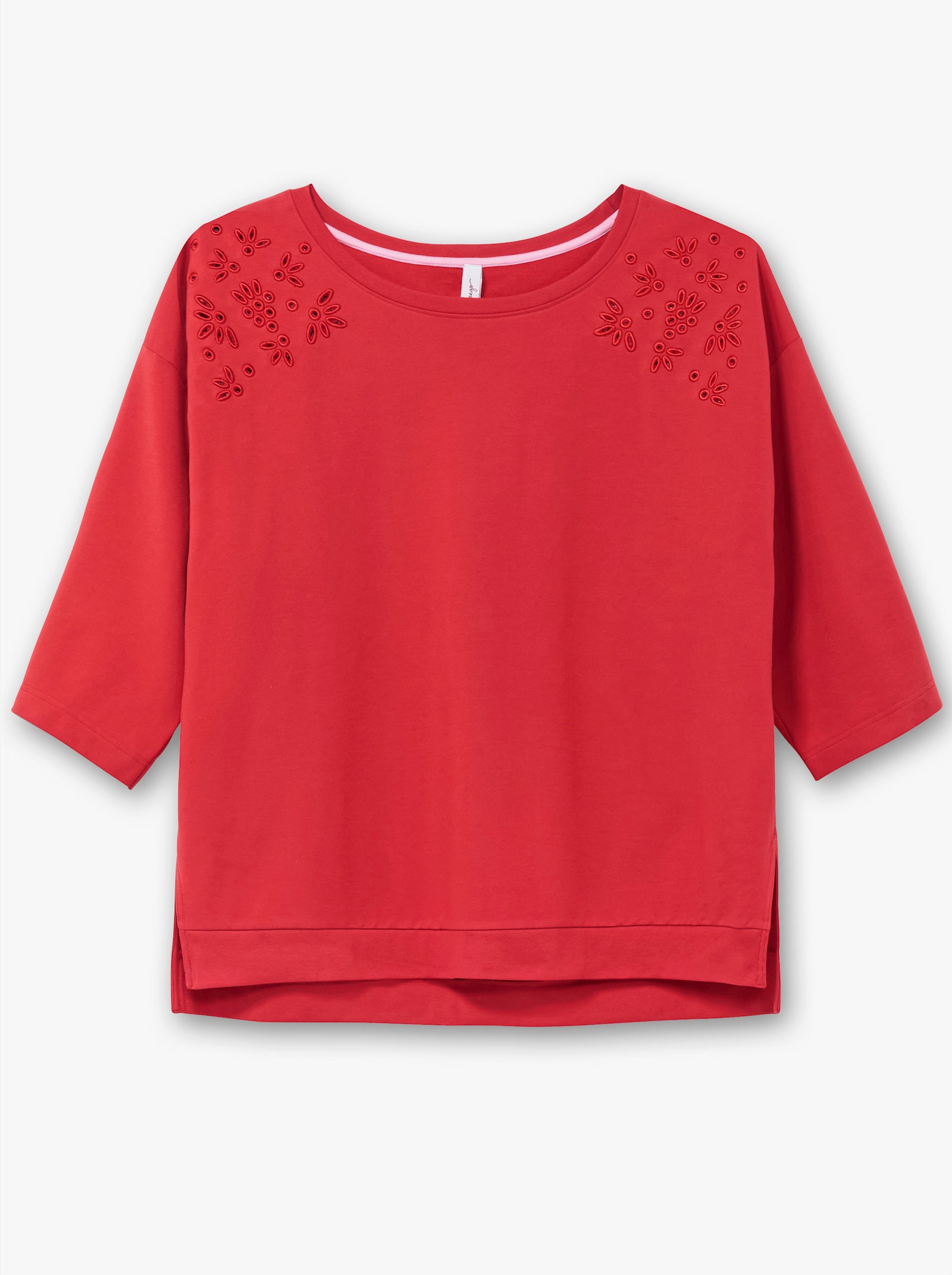sheego Sweatshirt mit Lochmuster - erdbeere