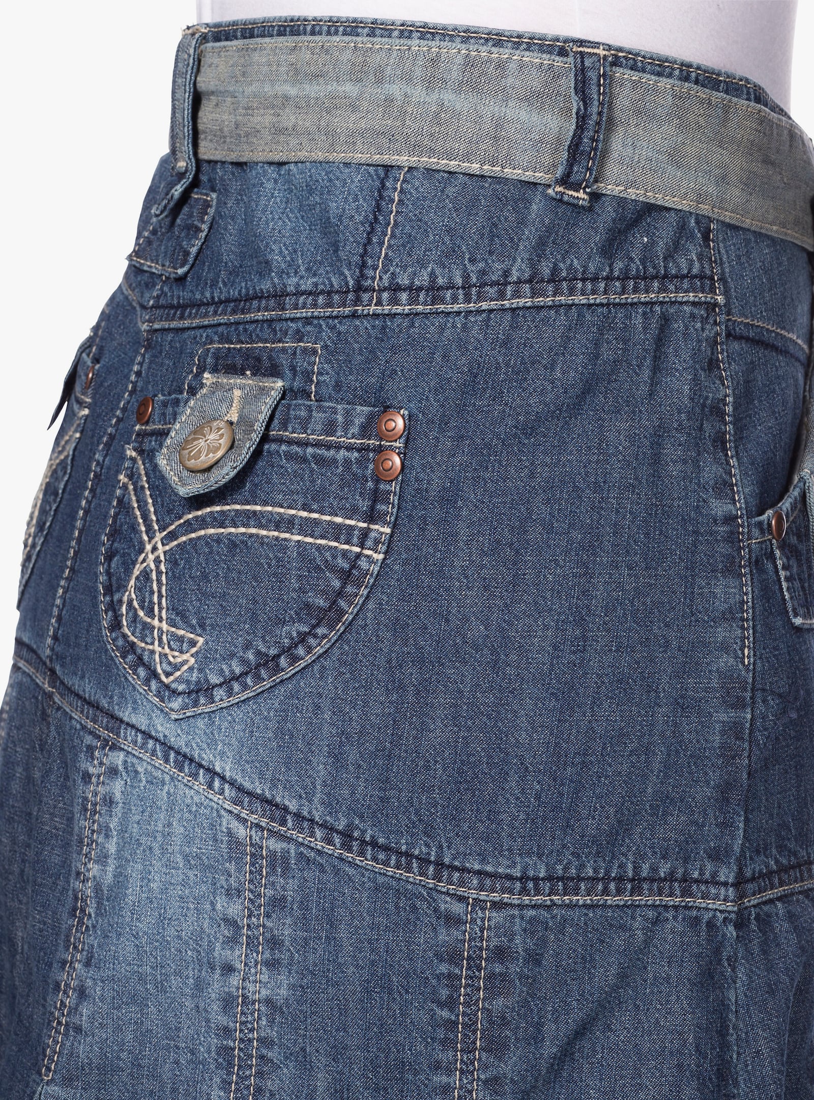 sheego by Joe Browns Jeansrock mit Falten, in A-Linie - blue denim