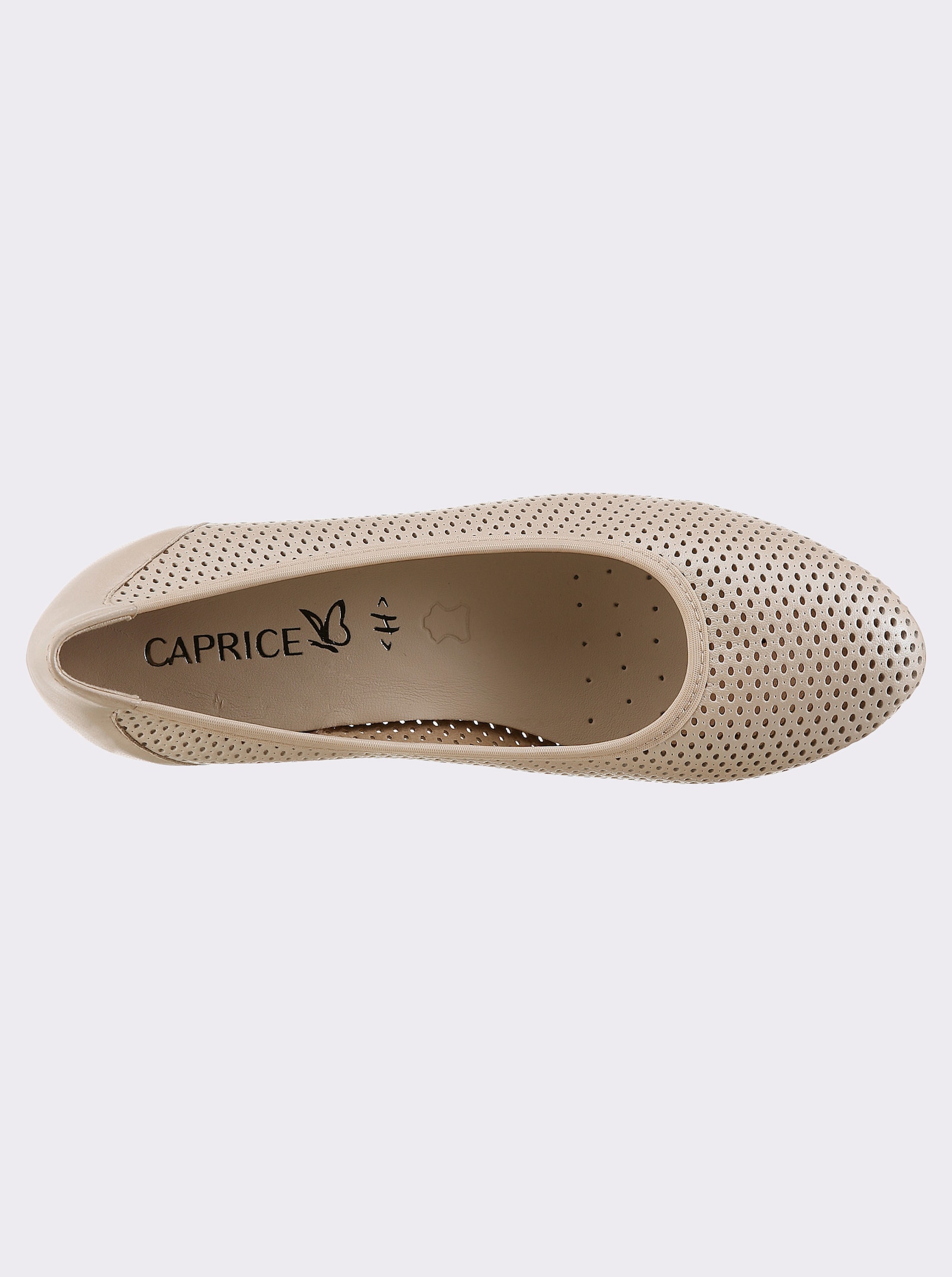 Caprice Pumps mit Lochmuster, aus Leder - créme