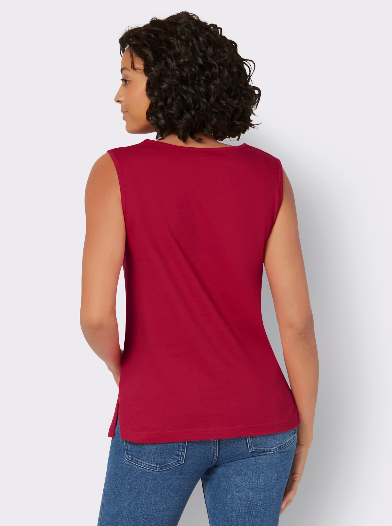 Shirttop met zijsplitten - rood