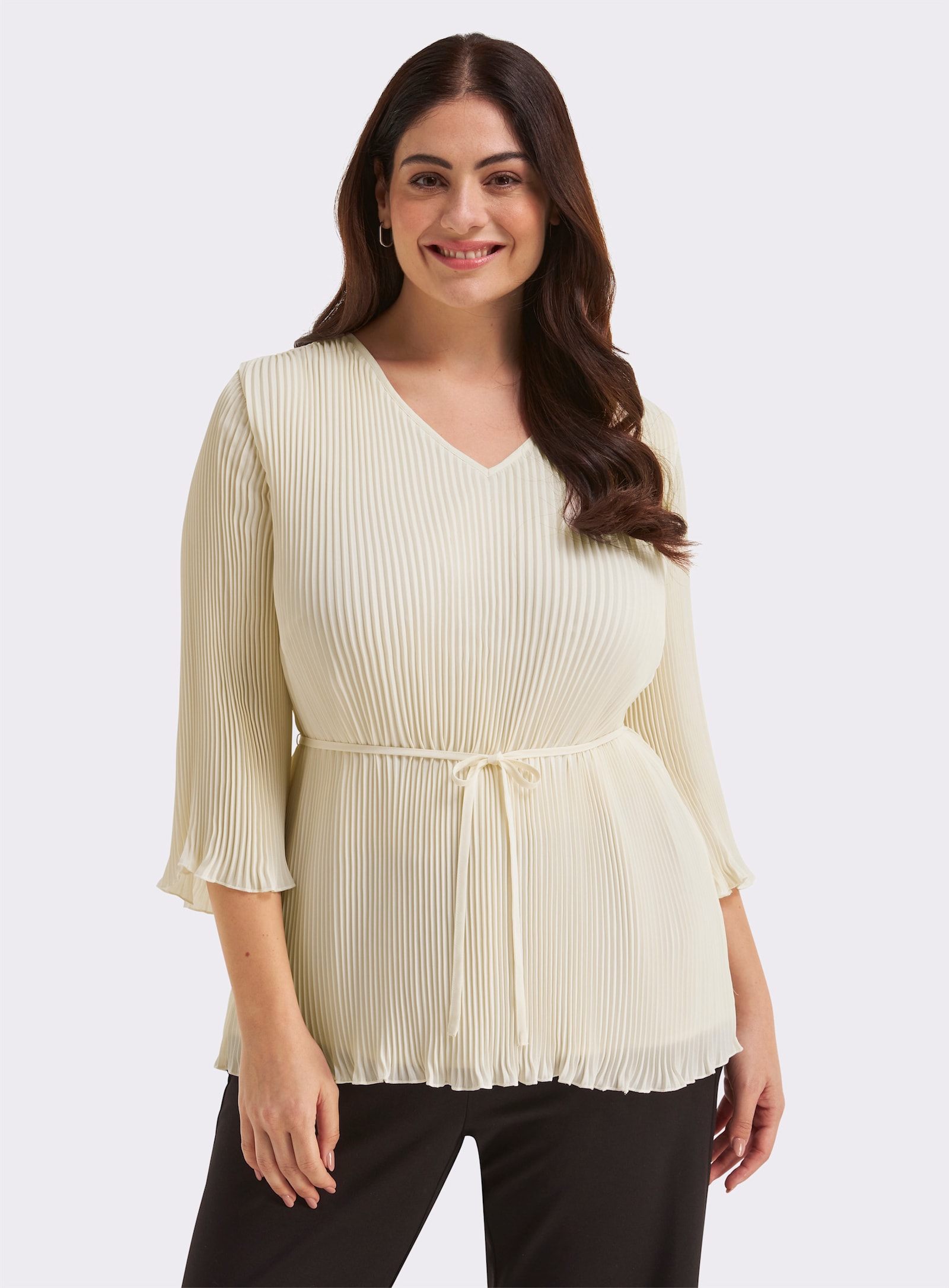 sheego Tunika mit Plisseefalten - champagner