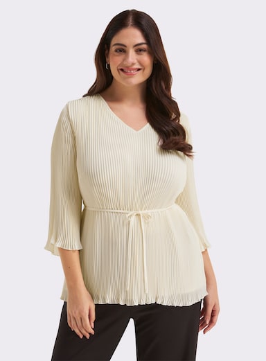 sheego Tunika mit Plisseefalten - champagner