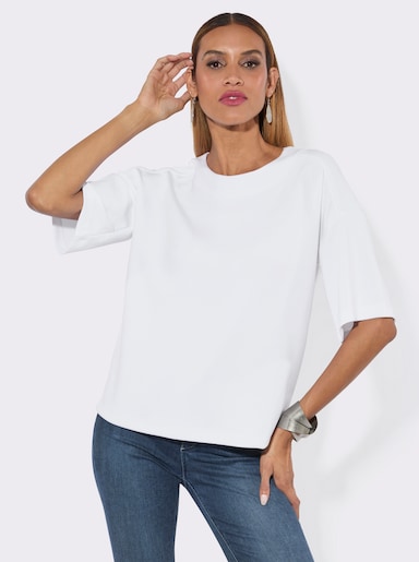 Sweatshirt mit Druck hinten - weiß-jeansblau-bedruckt
