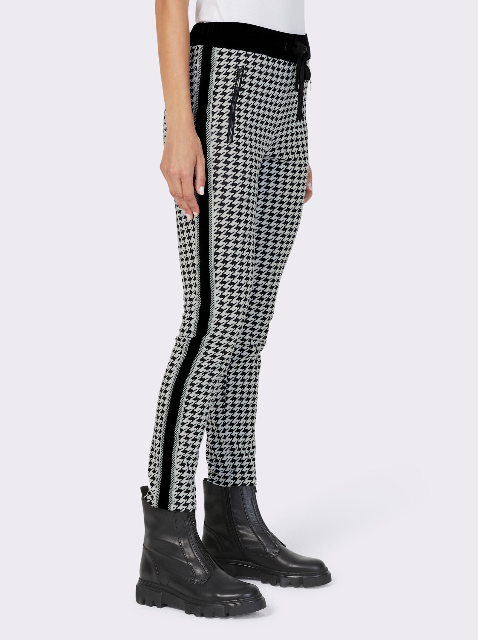 heine Jerseyhose im Hahnentritt-Muster - schwarz-weiss Pepita