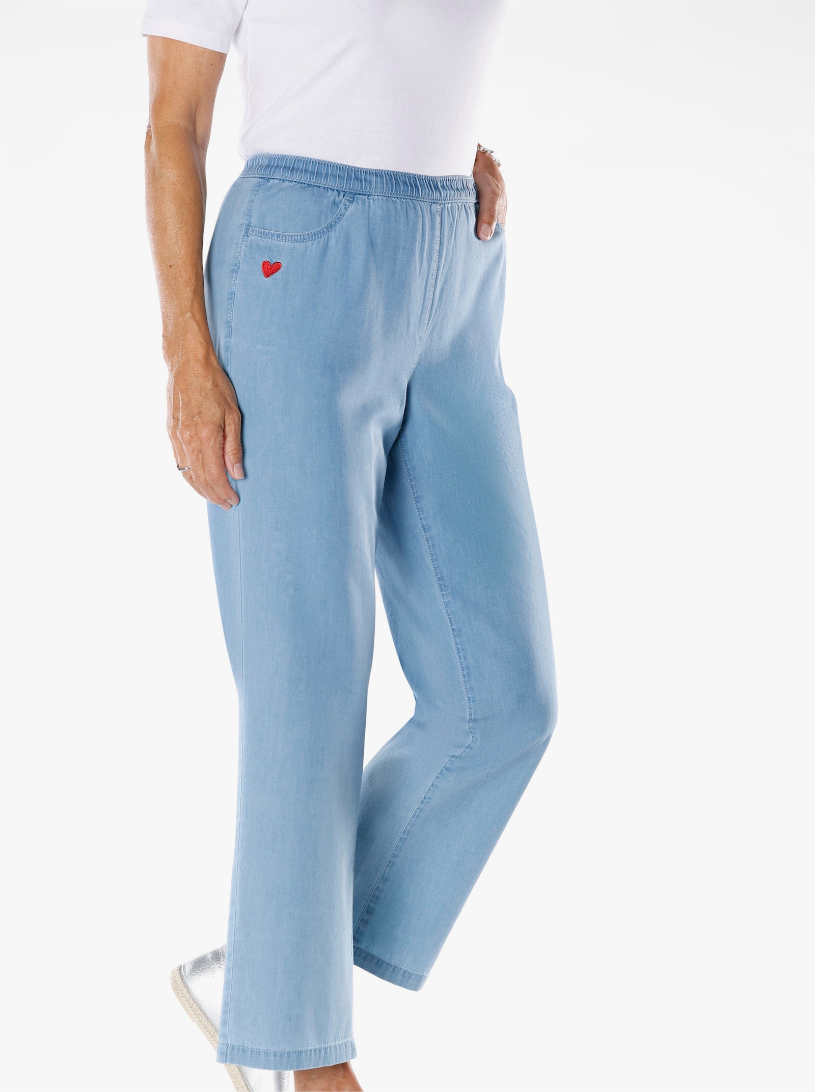 Schlupfjeans in weiter Form - blue-bleached