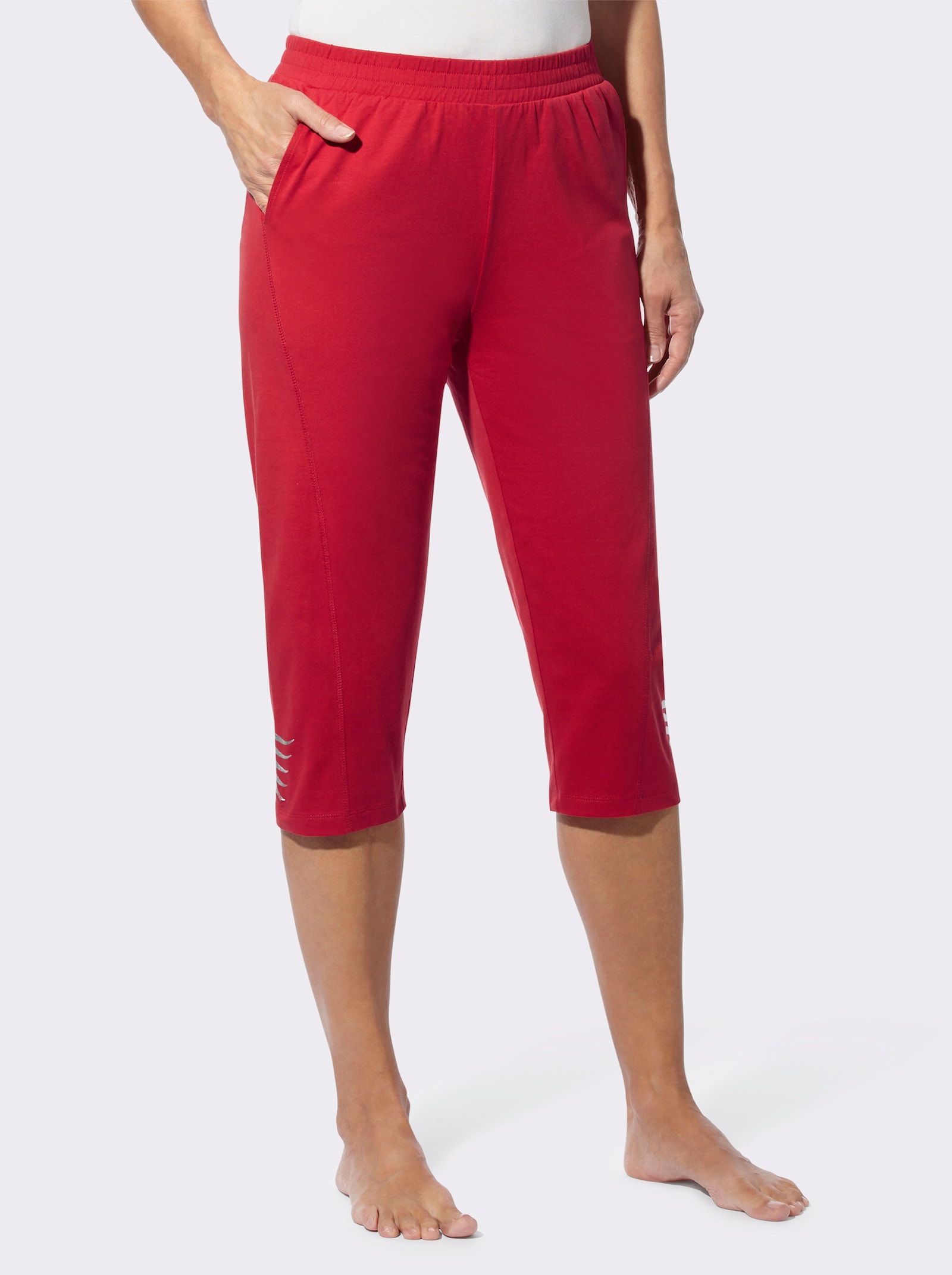 Caprihose mit geschwungenen Seitennähten - erdbeere