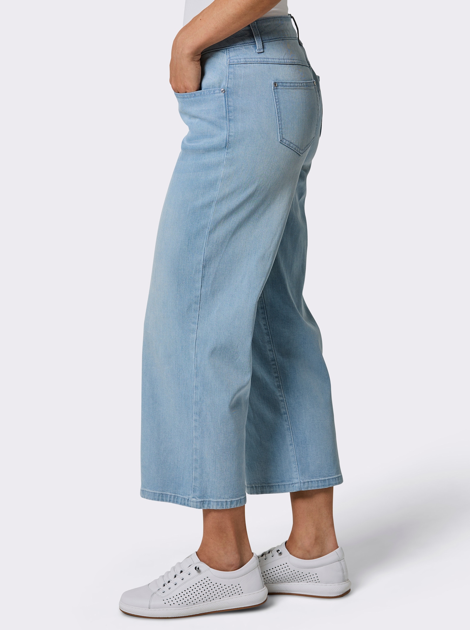 CREATION L PREMIUM Stretch-Jeans mit Stickerei - blue-bleached