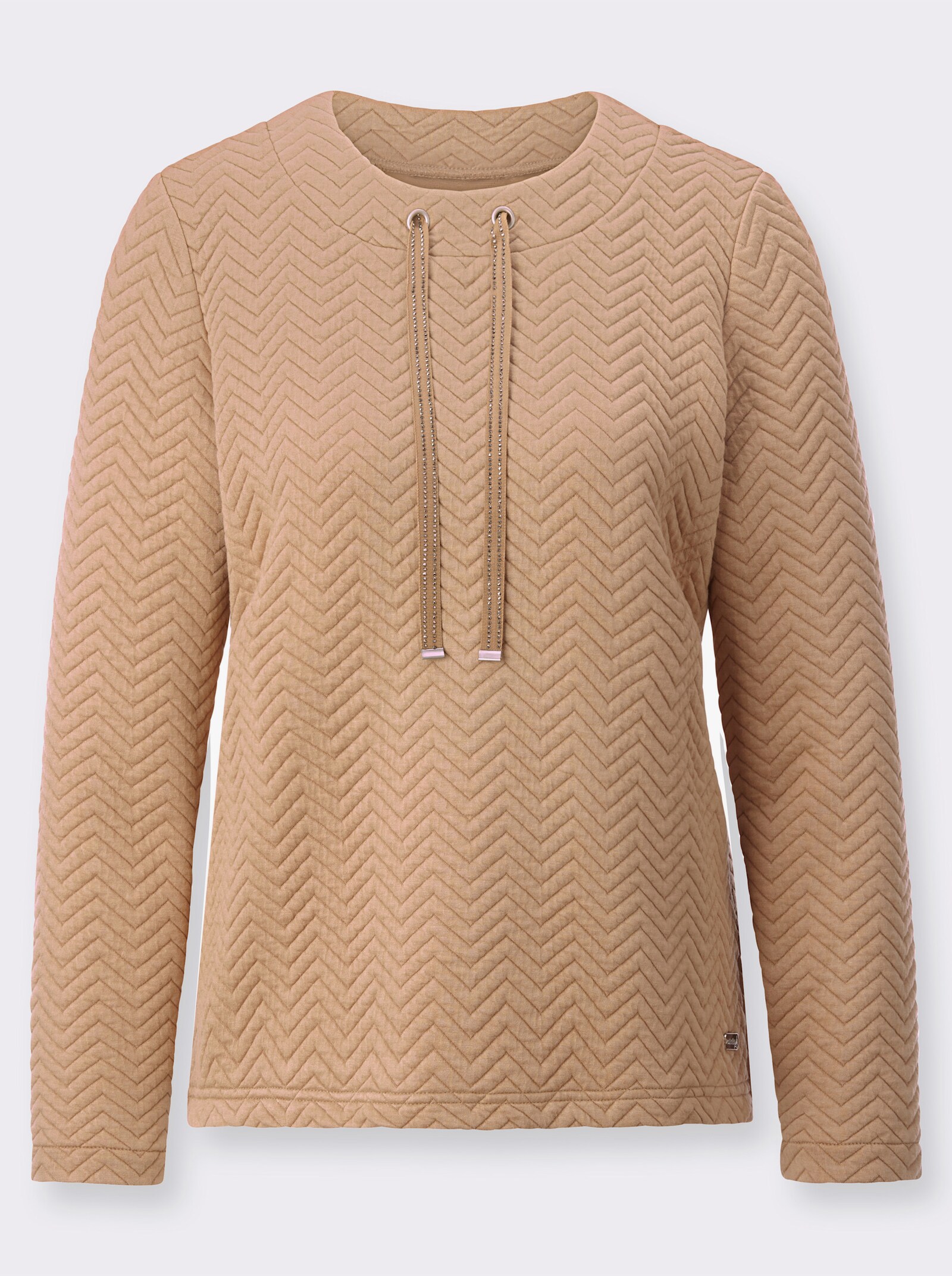 Sweatshirt mit Seitenschlitzen - camel