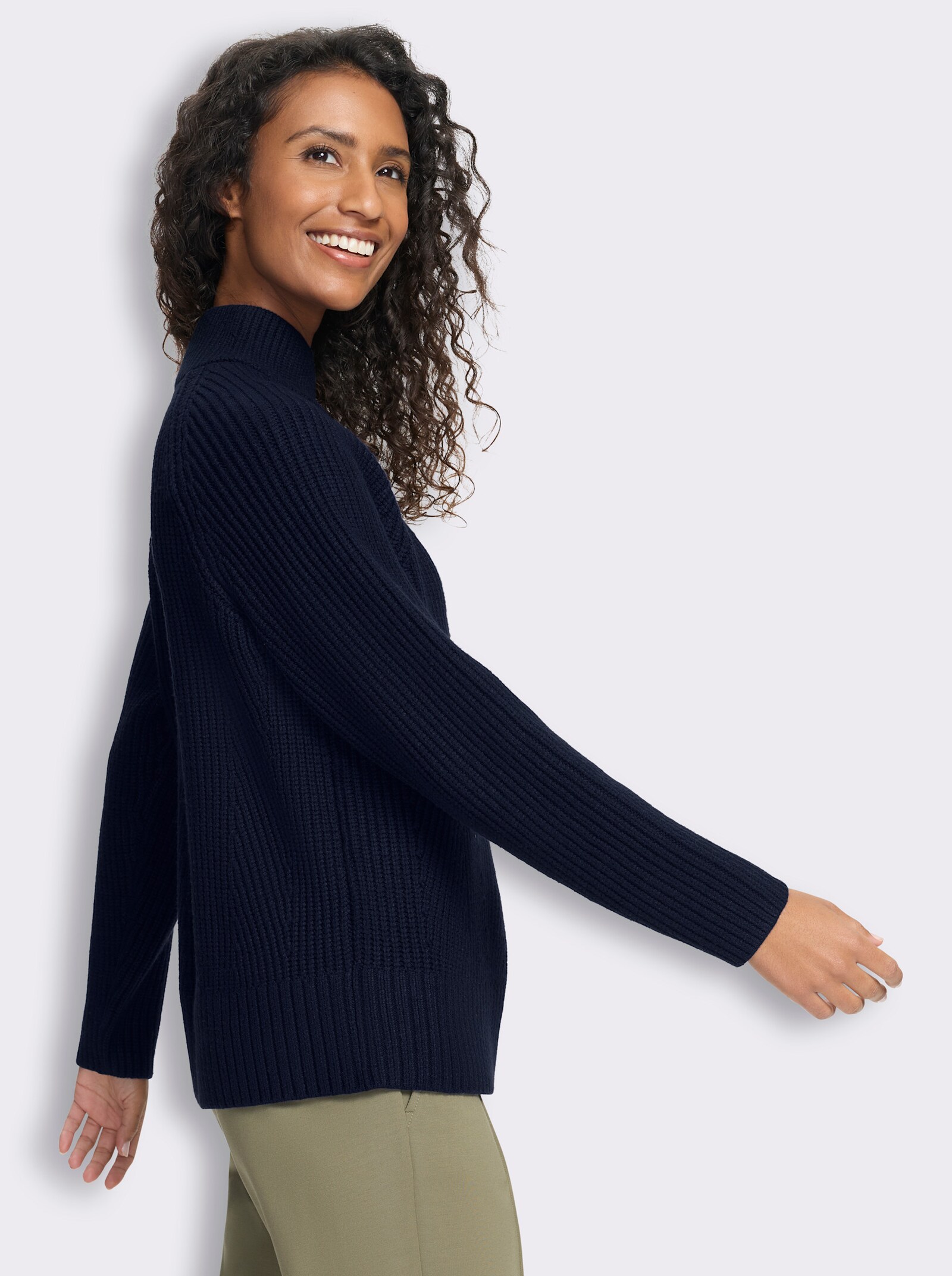 heine Pullover mit Zierknöpfen - marine