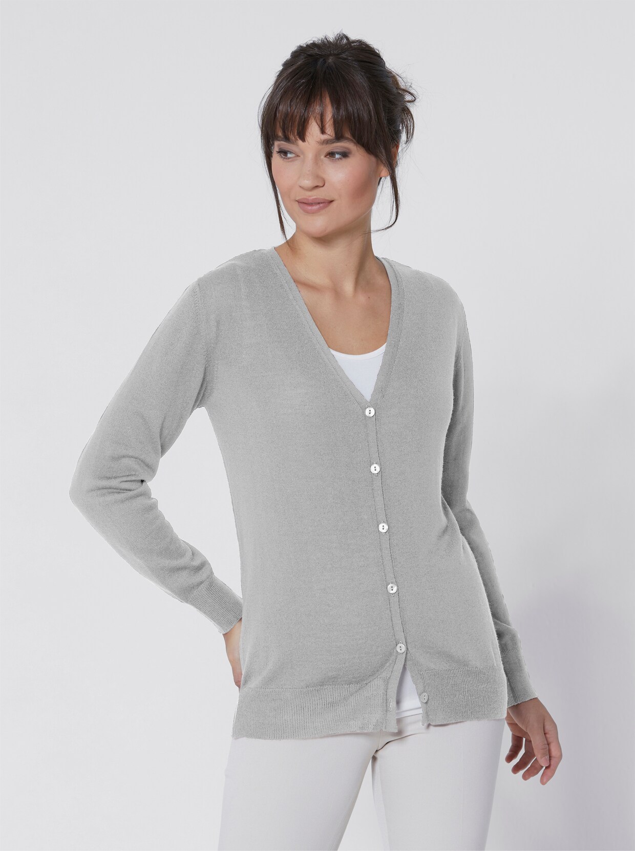 Strickjacke - grau-meliert