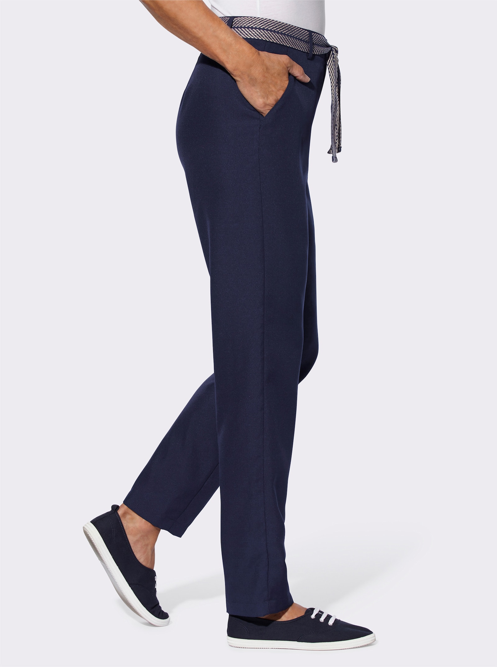 Hose mit Bindegürtel - marine