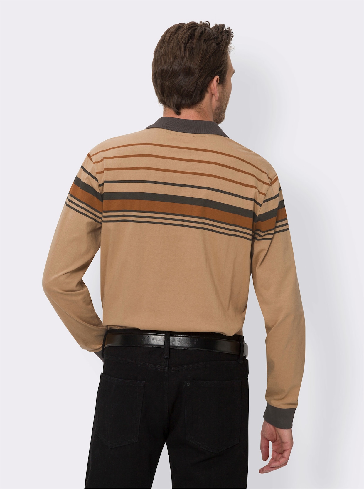 Langarm-Poloshirt - camel