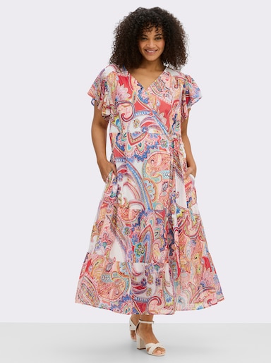 sheego by Joe Browns Robe en mousseline avec imprimé paisley - écru-rouge à motifs