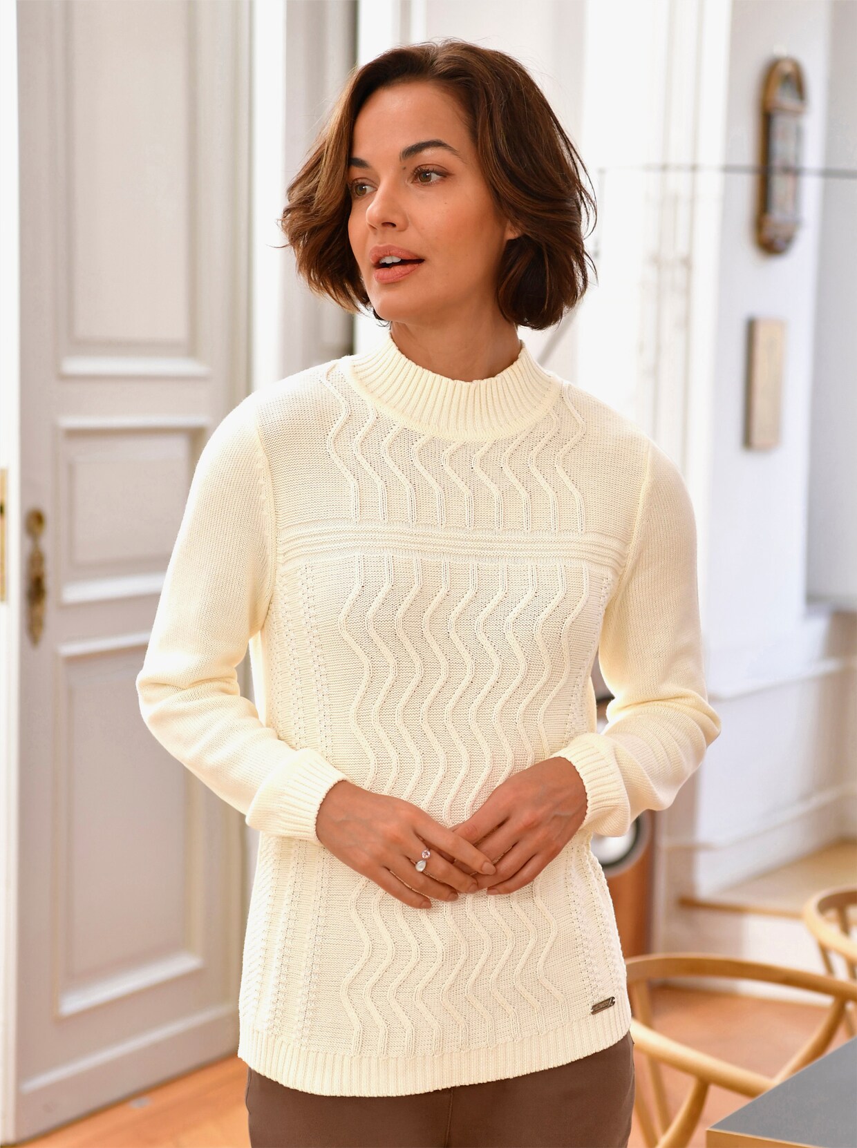 Langarm-Pullover - champagner