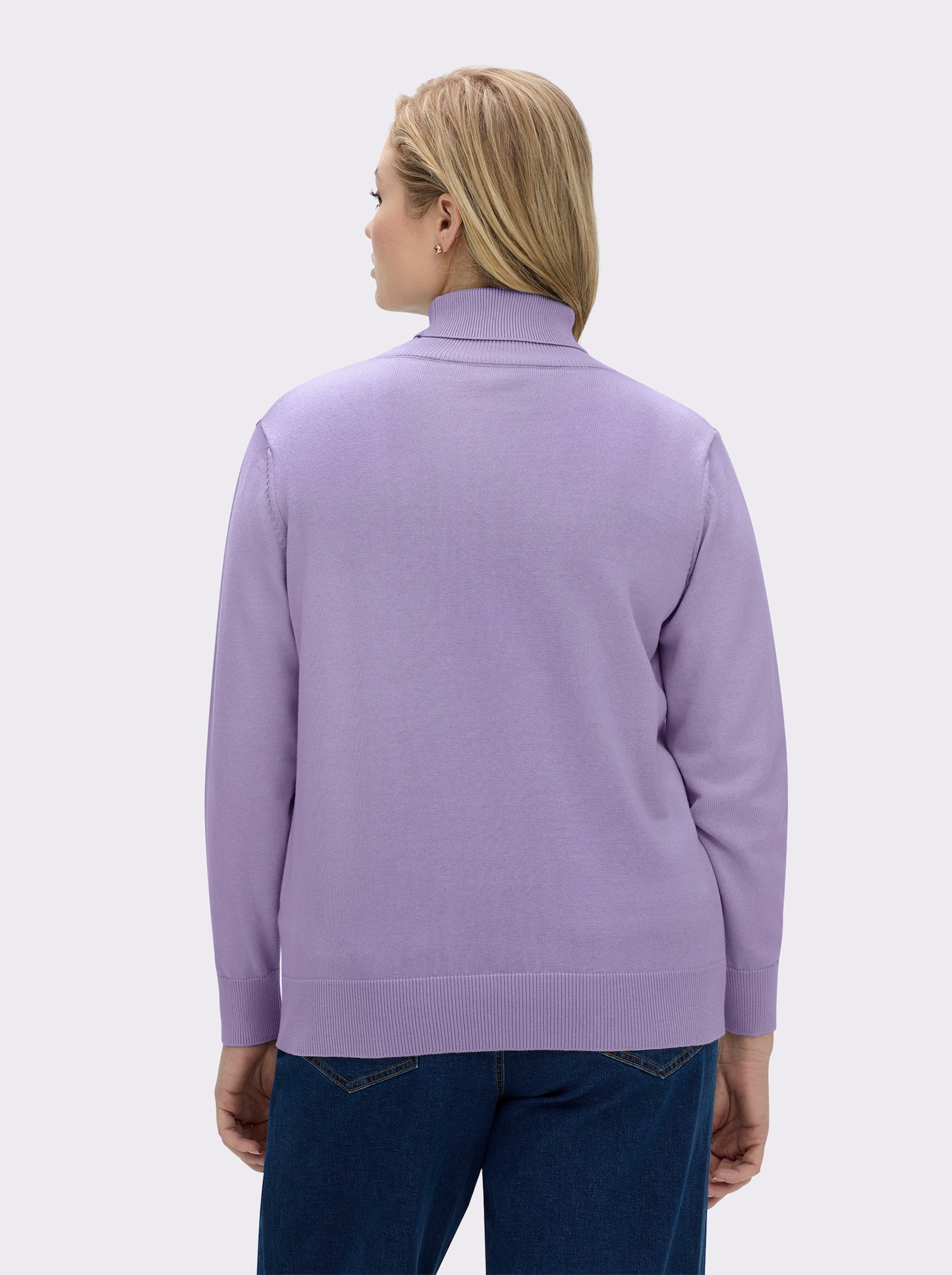 Rollkragenpullover aus reiner Baumwolle - flieder