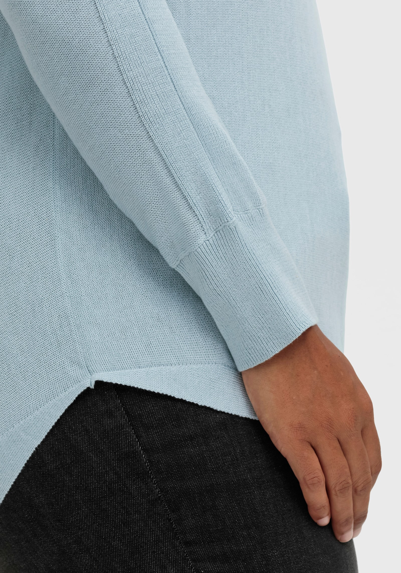 Langarm-Pullover in Jersey-Strick - hellblau