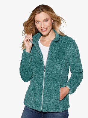 Fleece-Jacke - petrol-meliert