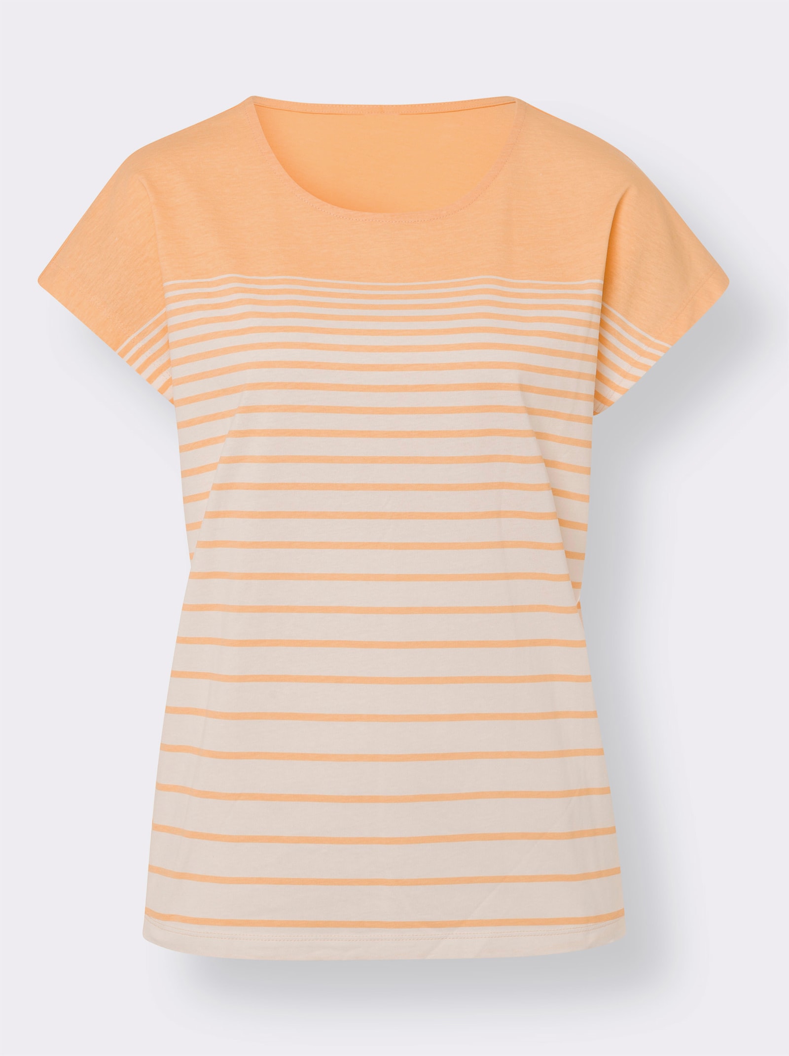 Rundhalsshirt mit Ringelmuster - apricot-ecru-bedruckt