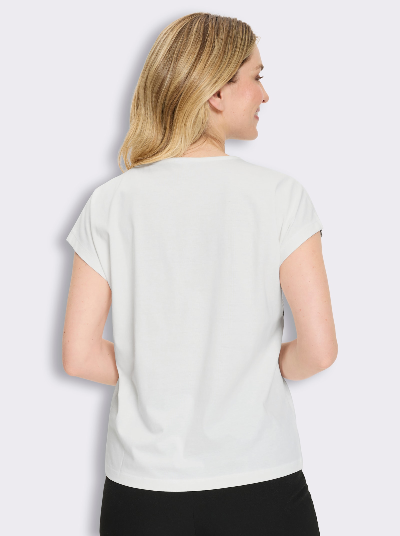 Rundhalsshirt mit Animal-Print - ecru-schwarz-bedruckt