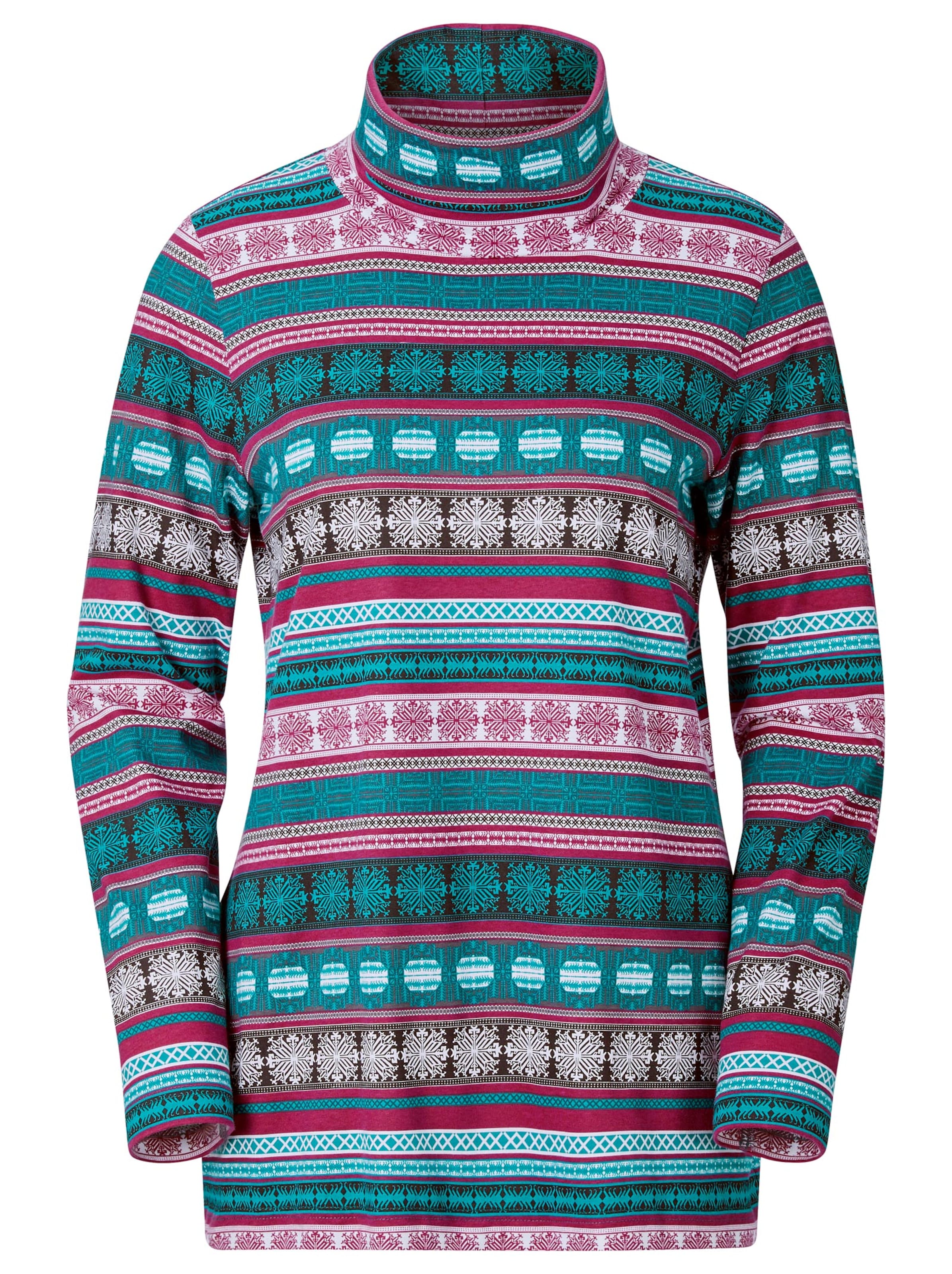 Shirt - fuchsia-petrol-gemustert