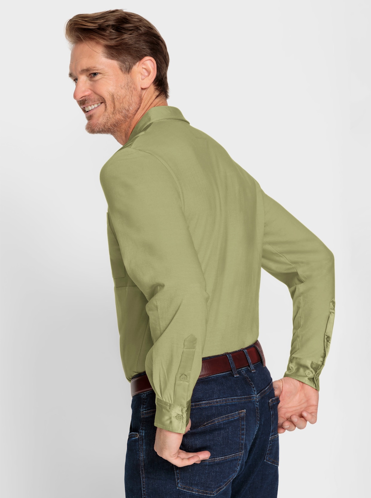 Marco Donati Poloshirt met lange mouwen - rietgroen