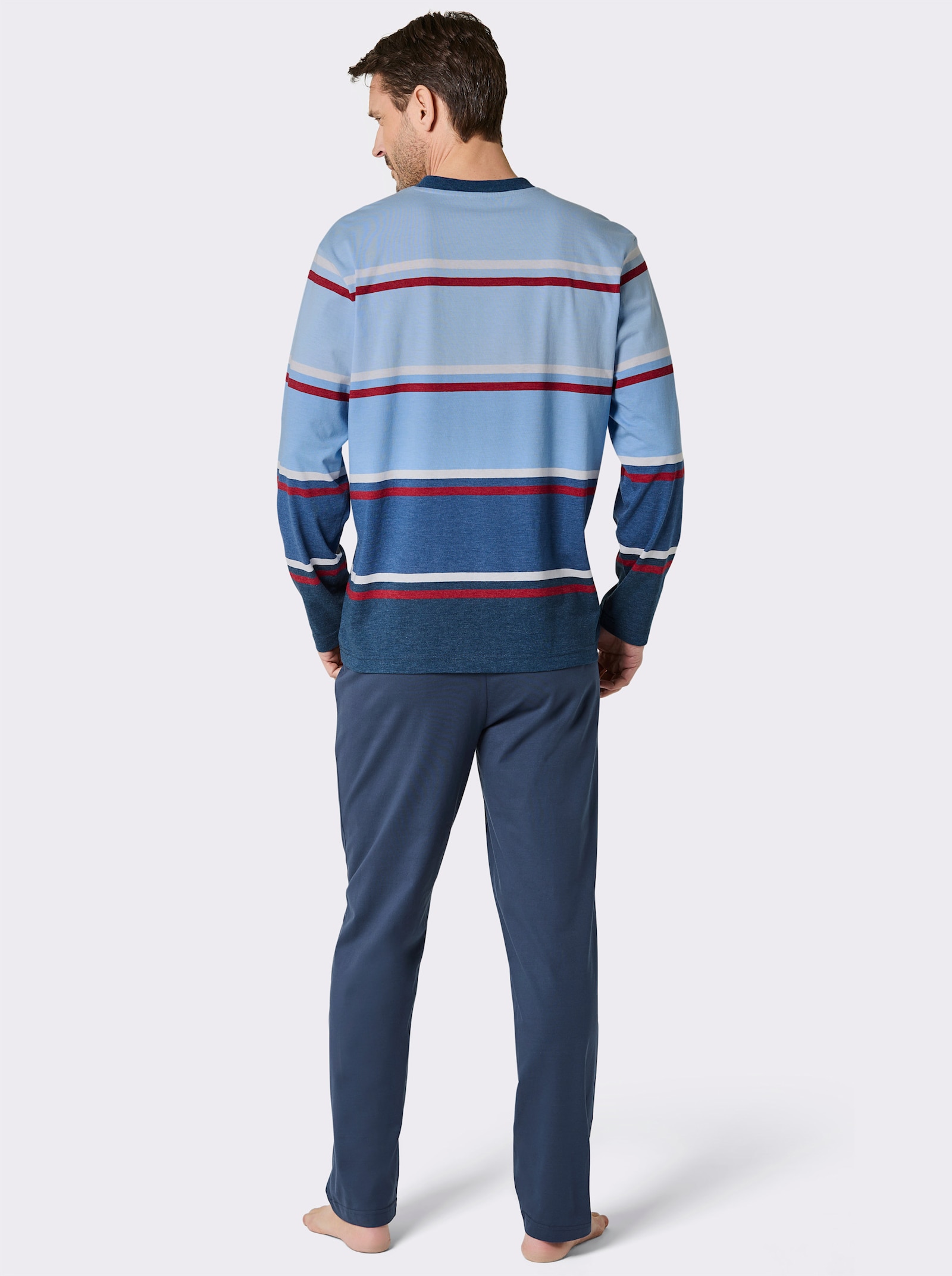 wäschepur men Schlafanzug - dunkelblau-eisblau-gestreift