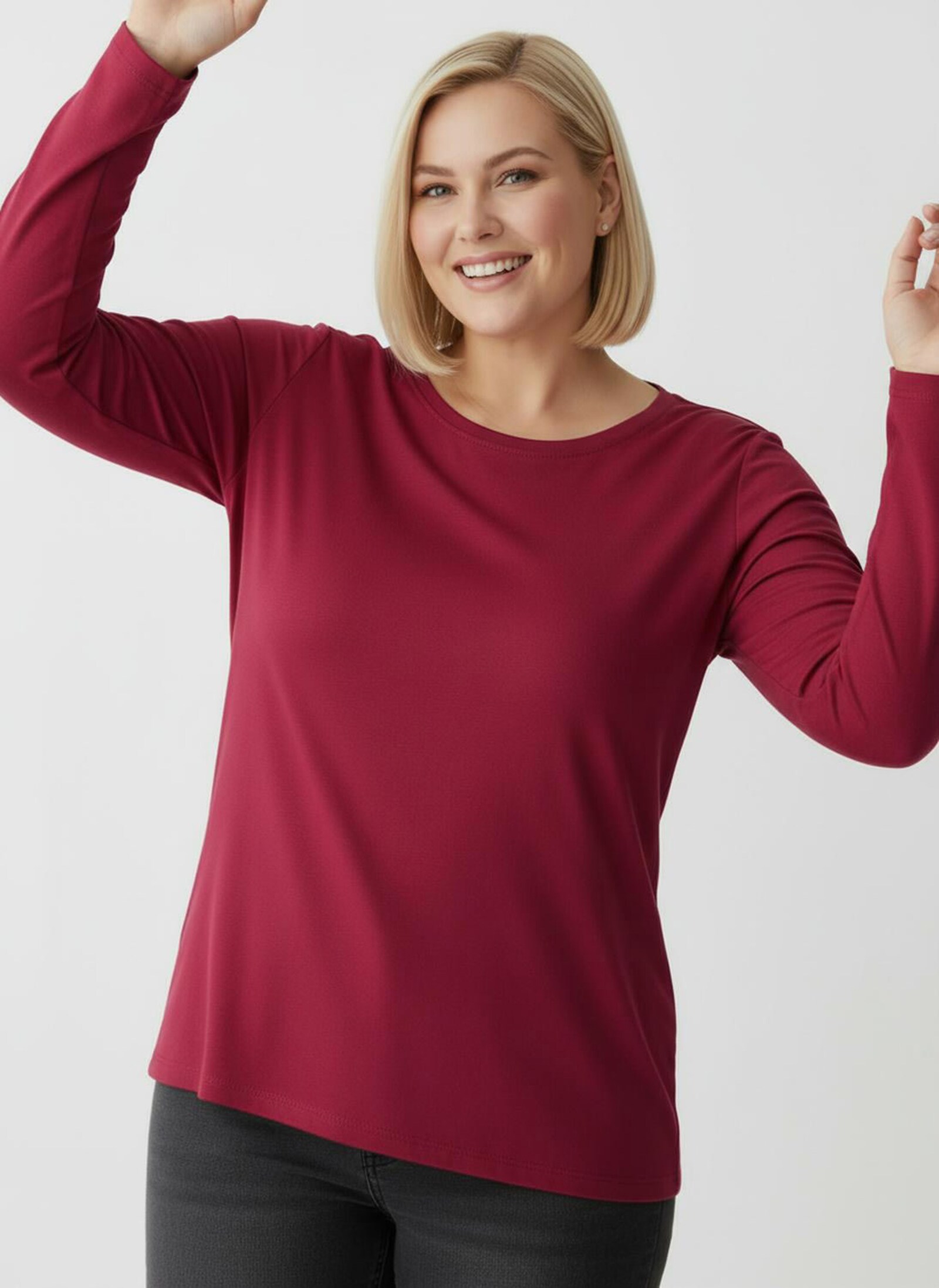 Rundhalsshirt mit zertifizierter Baumwolle - rot