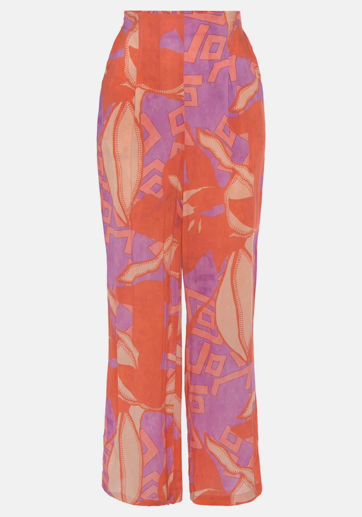LASCANA Palazzo-broek - oranje/pink bedrukt