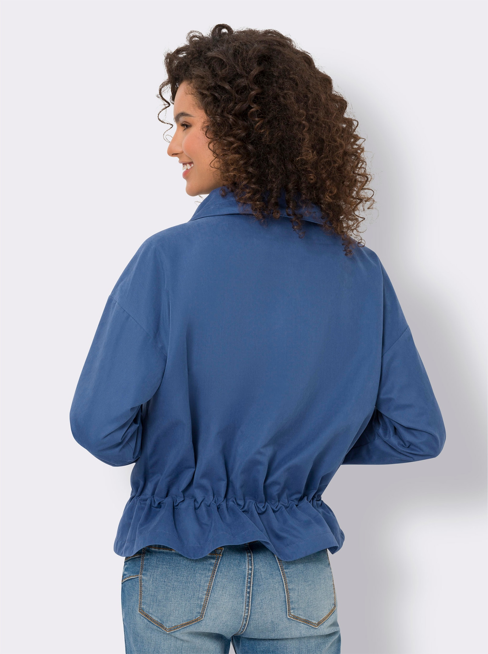 heine Outdoorjacke mit Tunnelzug in der Taille - jeansblau