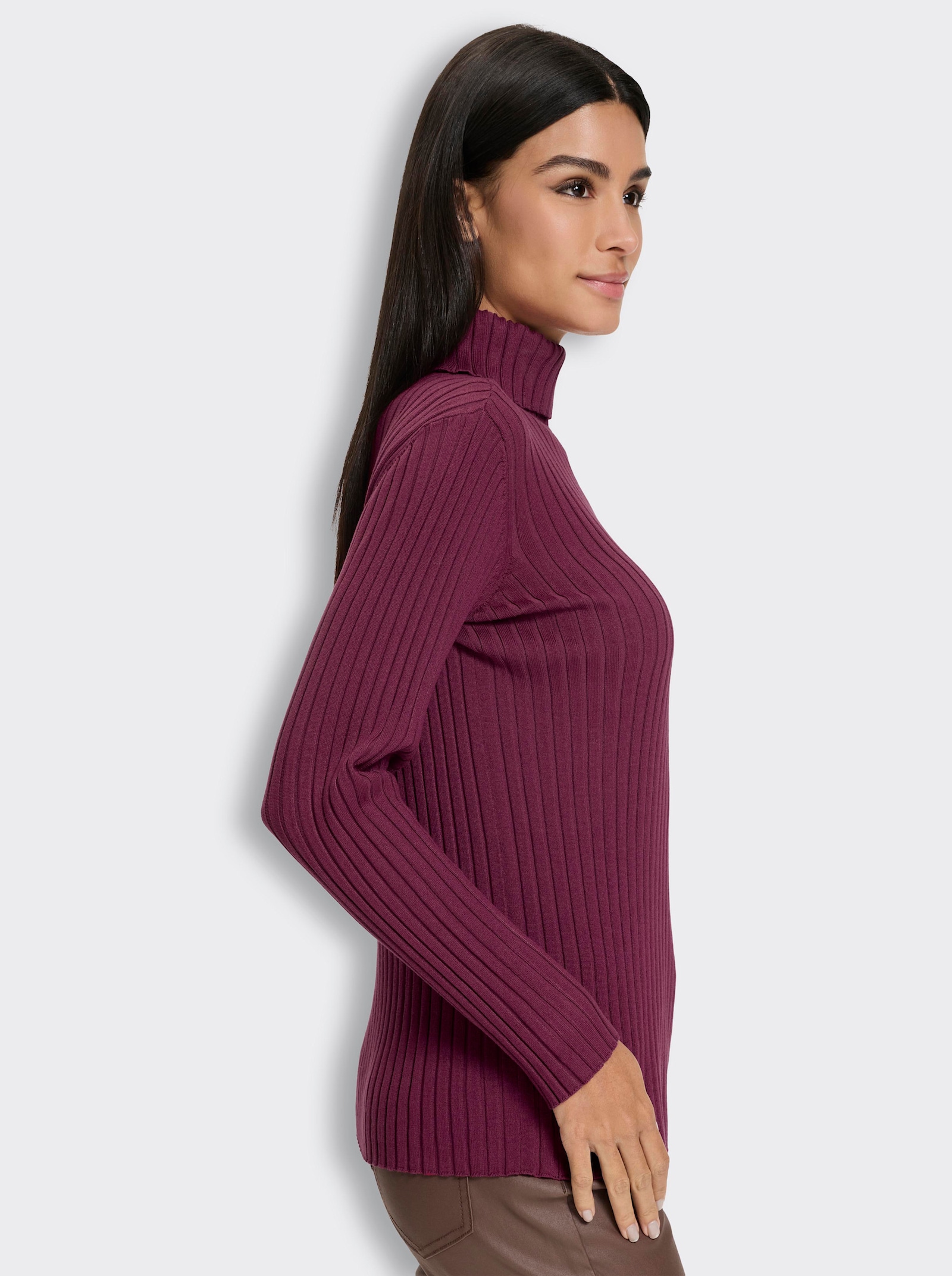 heine Feinstrickpullover mit Rollkragen - bordeaux