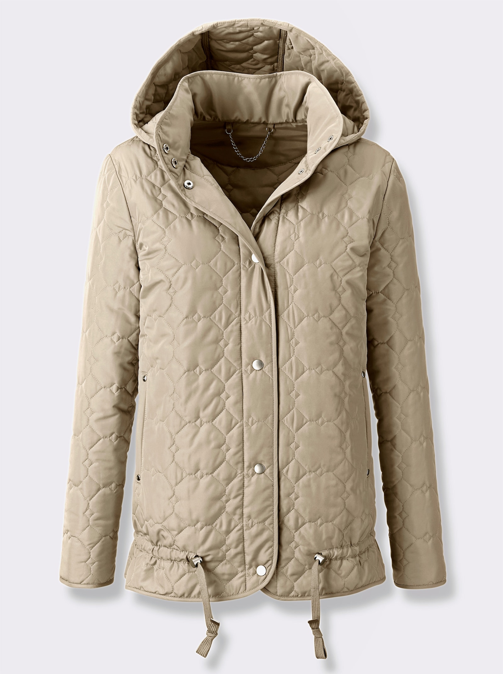 Steppjacke mit Tunnelzug im Saum - schlamm